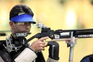 DELHI, INDIA - OCTOBER 05:  Abhinav Bindra of India competes during the Pairs 10m Air Rifle at Dr Karni Singh Shooting Range during day two of the Delhi 2010 Commonwealth Games on October 5, 2010 in Delhi, India.  (Photo by Graham Crouch/Getty Images)